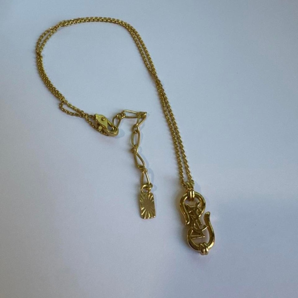 YSL Yves Saint Laurent Necklace Gold 20" With Extension - Picture 4 of 5